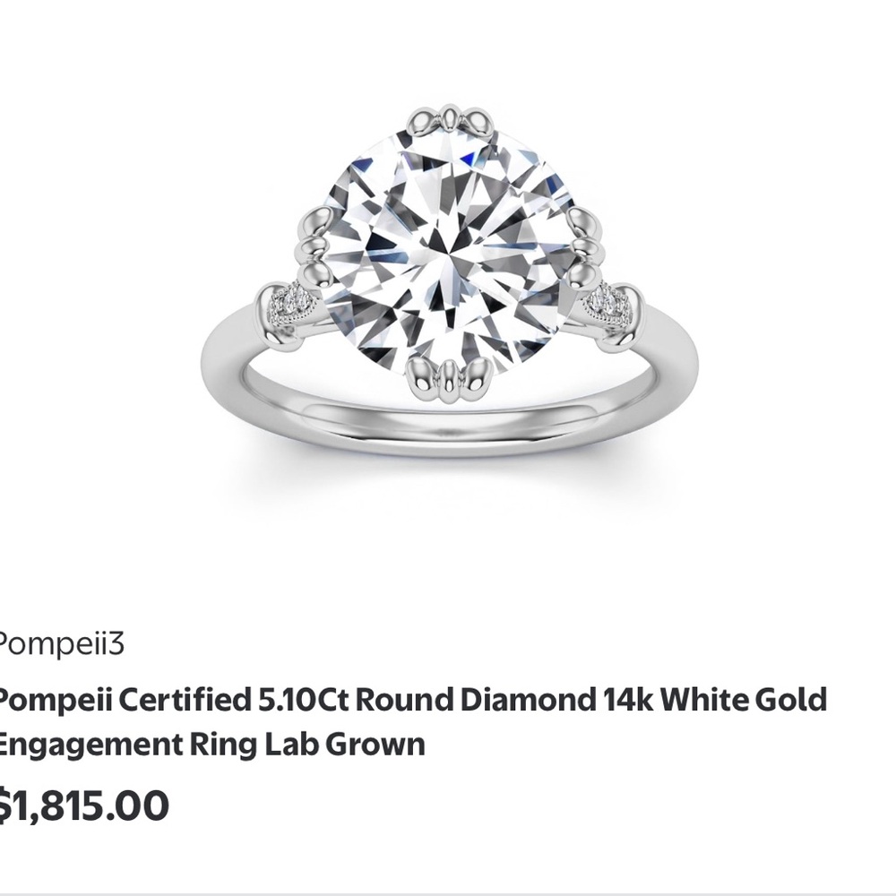 Pompeii3 14k White Gold Solitaire Round Diamond Engagement Ring - White